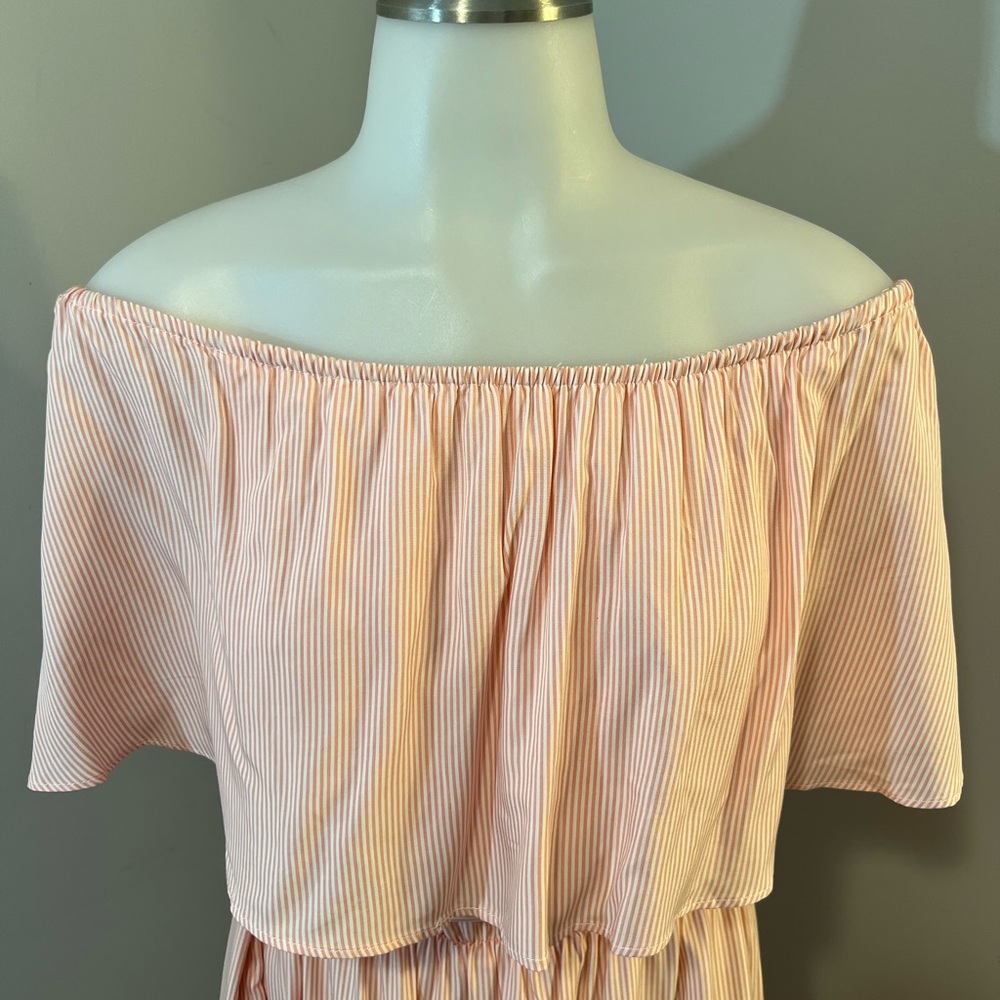 Sears Orange Ruffled Ruched Off-Shoulder Maxi Dress - Picture 5 of 14